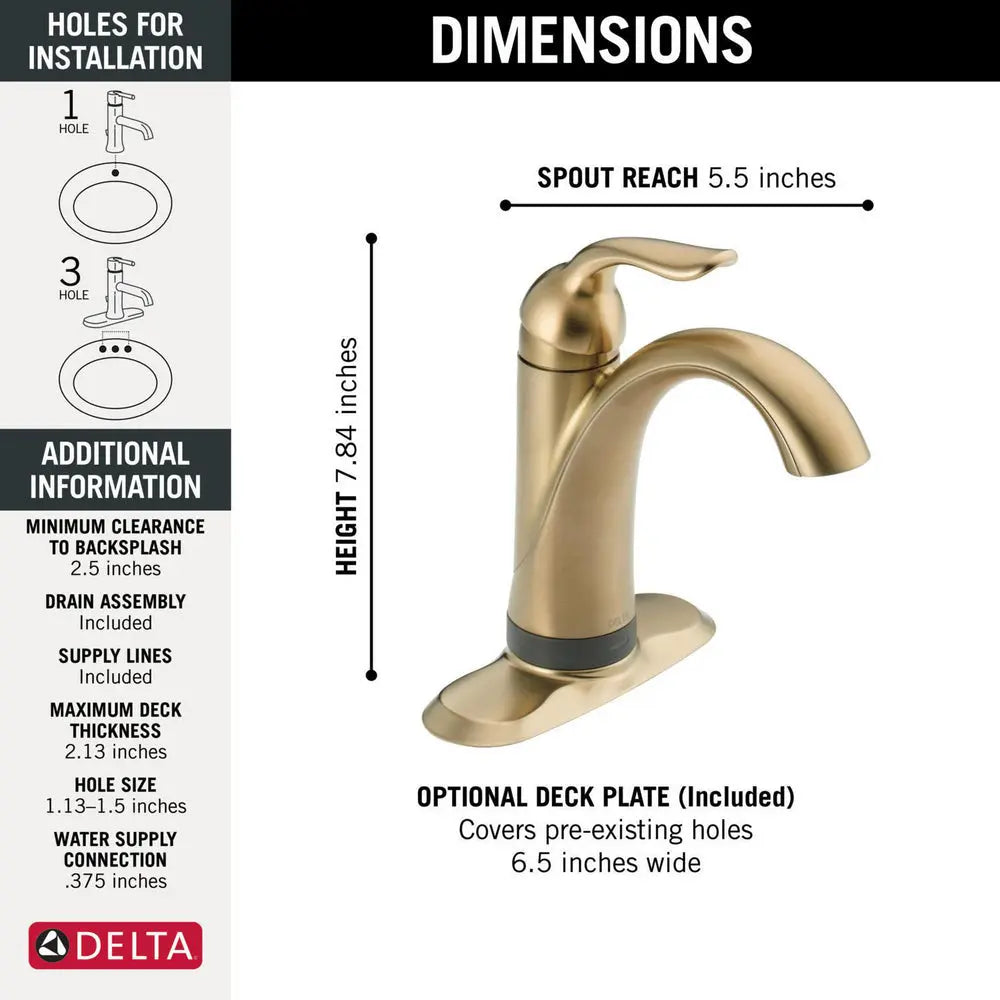 Delta LAHARA Touch2O Bathroom Faucet with Touchless Technology Champagne Bronze - Plumbing Market