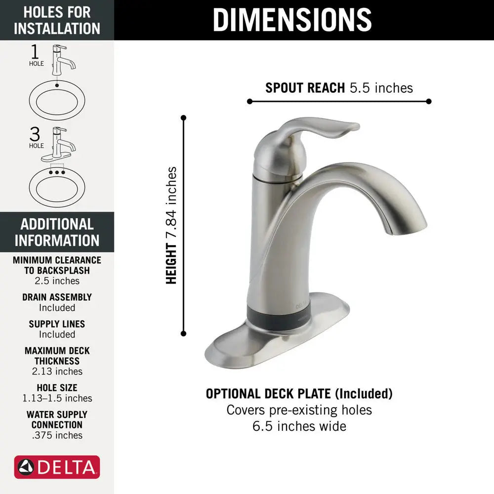 Delta LAHARA Touch2O Bathroom Faucet with Touchless Technology Stainless - Plumbing Market