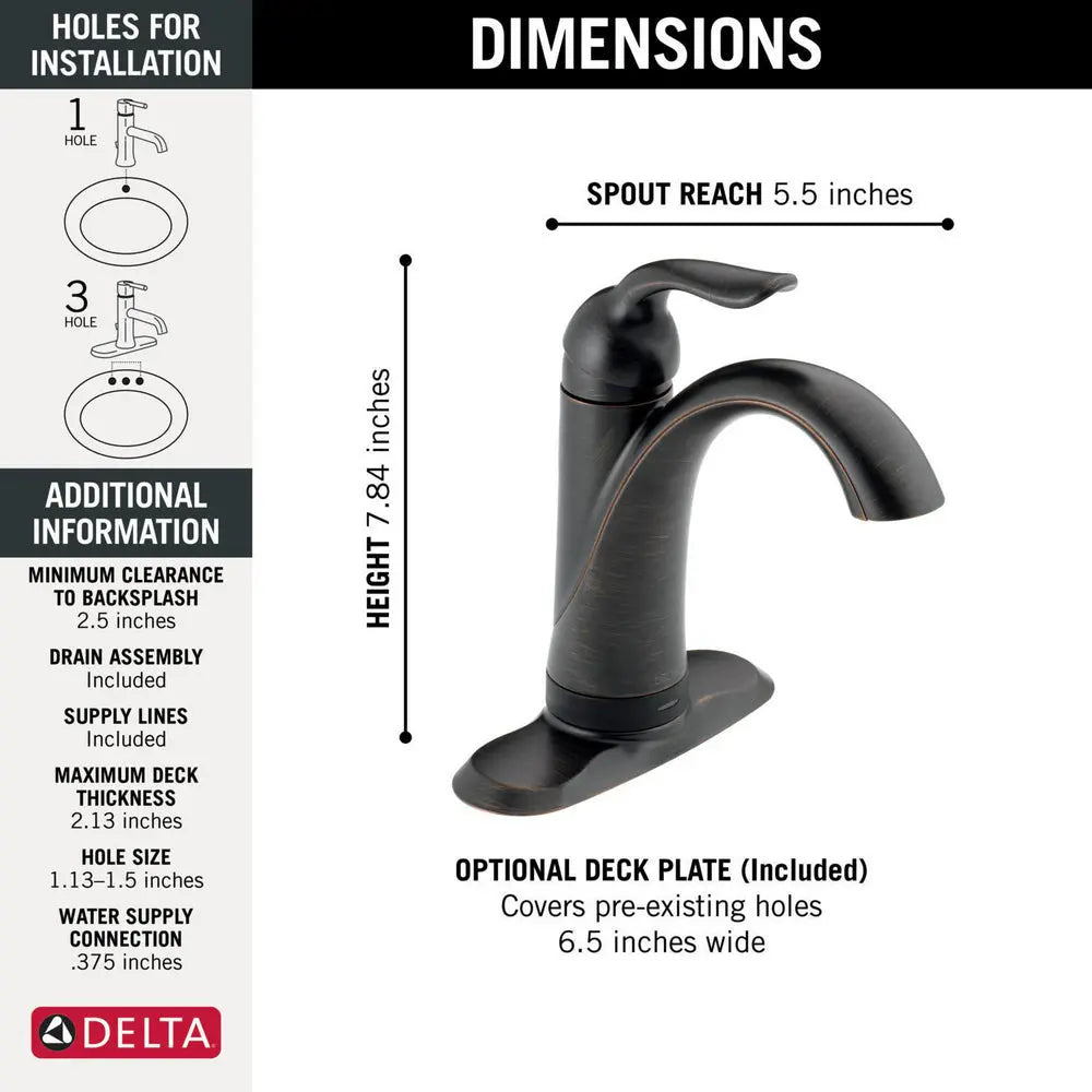 Delta LAHARA Touch2O Bathroom Faucet with Touchless Technology Venetian Bronze - Plumbing Market