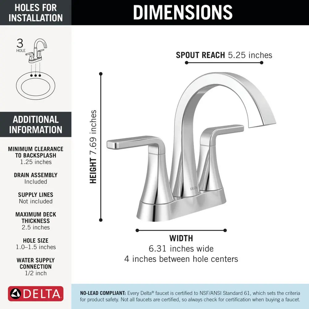 Delta LINEAX Two Handle Centerset Bathroom Faucet