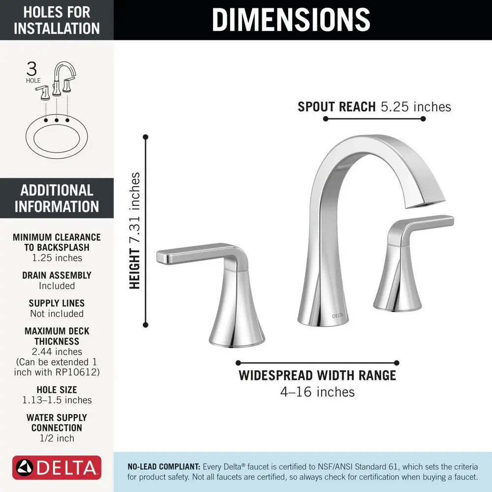 Delta LINEAX Two Handle Widespread Bathroom Faucet