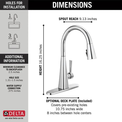 Delta Lenta Single-Handle Pull-Down Kitchen Faucet - Plumbing Market