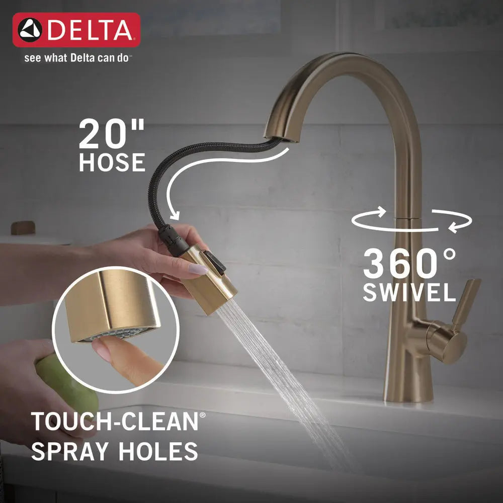 Delta MONROVIA Single Handle Pull-Down Kitchen Faucet Champagne Bronze - Plumbing Market