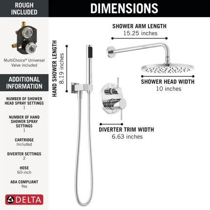 Delta Modern Monitor 14 Series Shower Raincan With Rough Valve - Plumbing Market