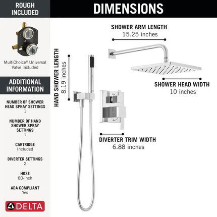 Delta Modern Monitor 14 Shower Faucet Raincan With Rough Valve - Plumbing Market