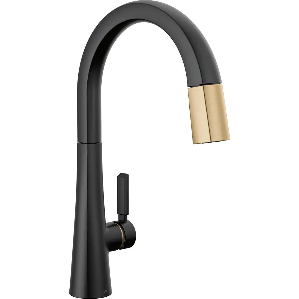Delta Monrovia-Pulldown Kitchen Faucet Matte Black/Champagne Bronze - Plumbing Market