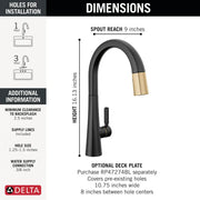 Delta Monrovia-Pulldown Kitchen Faucet Matte Black/Champagne Bronze - Plumbing Market