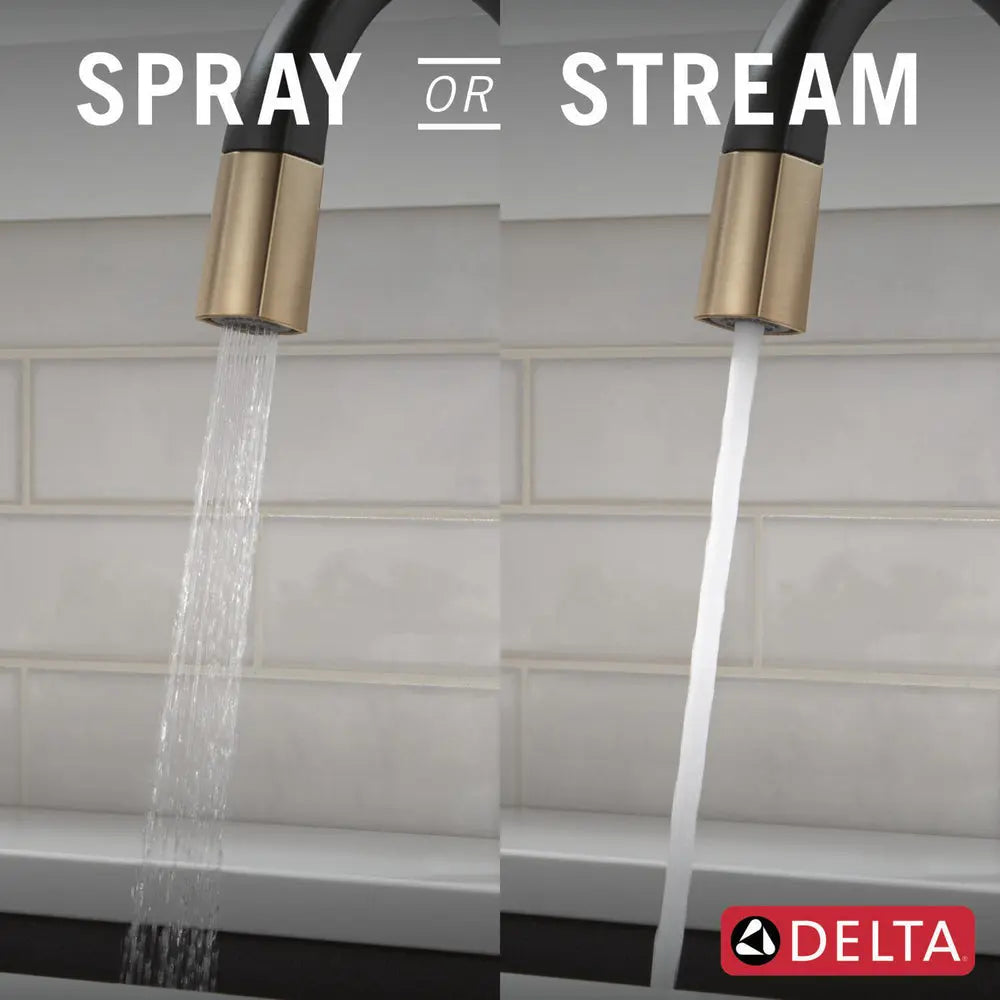 Delta Monrovia-Pulldown Kitchen Faucet Matte Black/Champagne Bronze - Plumbing Market