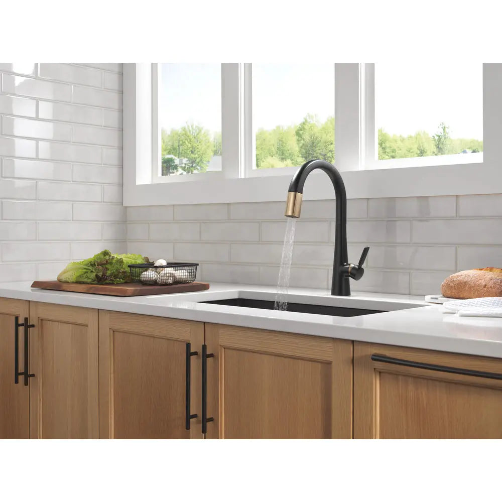Delta Monrovia-Pulldown Kitchen Faucet Matte Black/Champagne Bronze - Plumbing Market