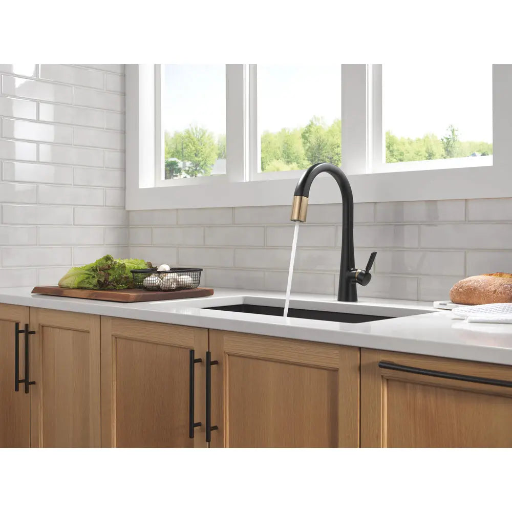 Delta Monrovia-Pulldown Kitchen Faucet Matte Black/Champagne Bronze - Plumbing Market