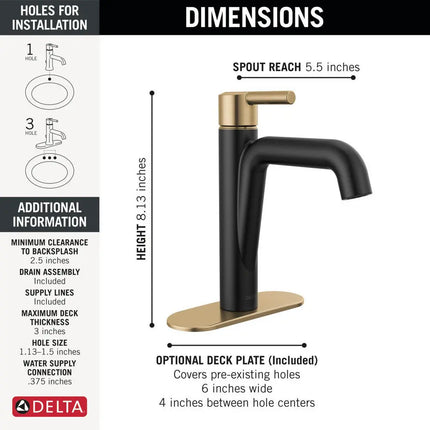 Delta Nicoli Single Lever Bathroom Faucet 15849LF-GZ - Plumbing Market