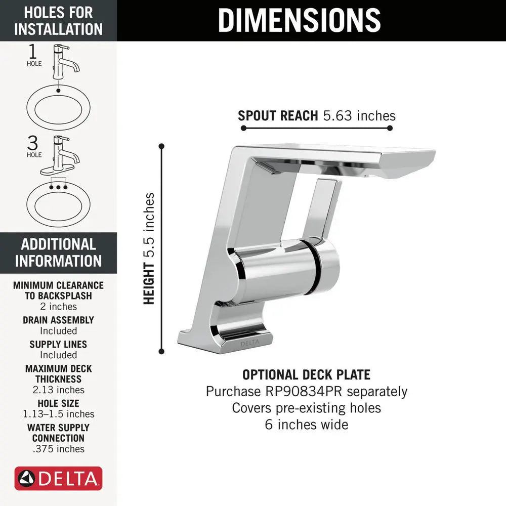 Delta PIVOTAL Single Handle Bathroom Faucet Chrome 599-PR-MPU-DST - Plumbing Market