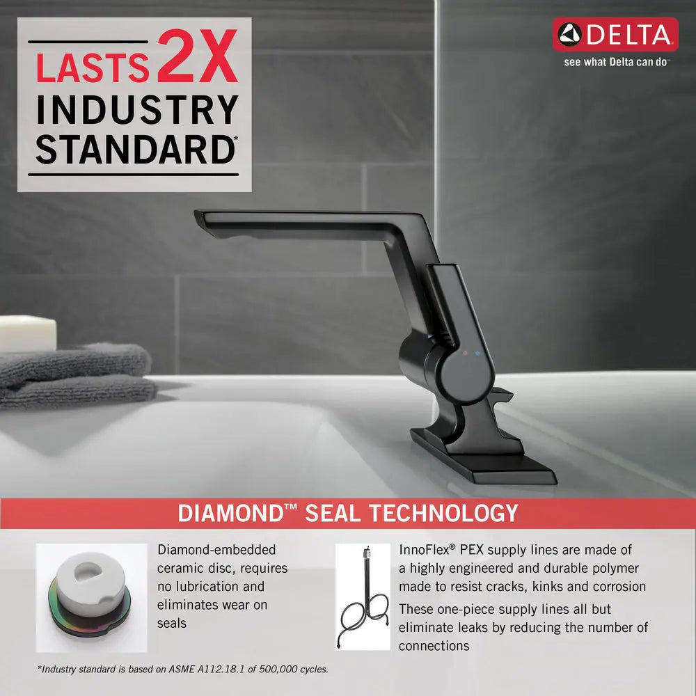 Delta PIVOTAL Single Handle Bathroom Faucet Matte Black 599-BLMPU-DST - Plumbing Market