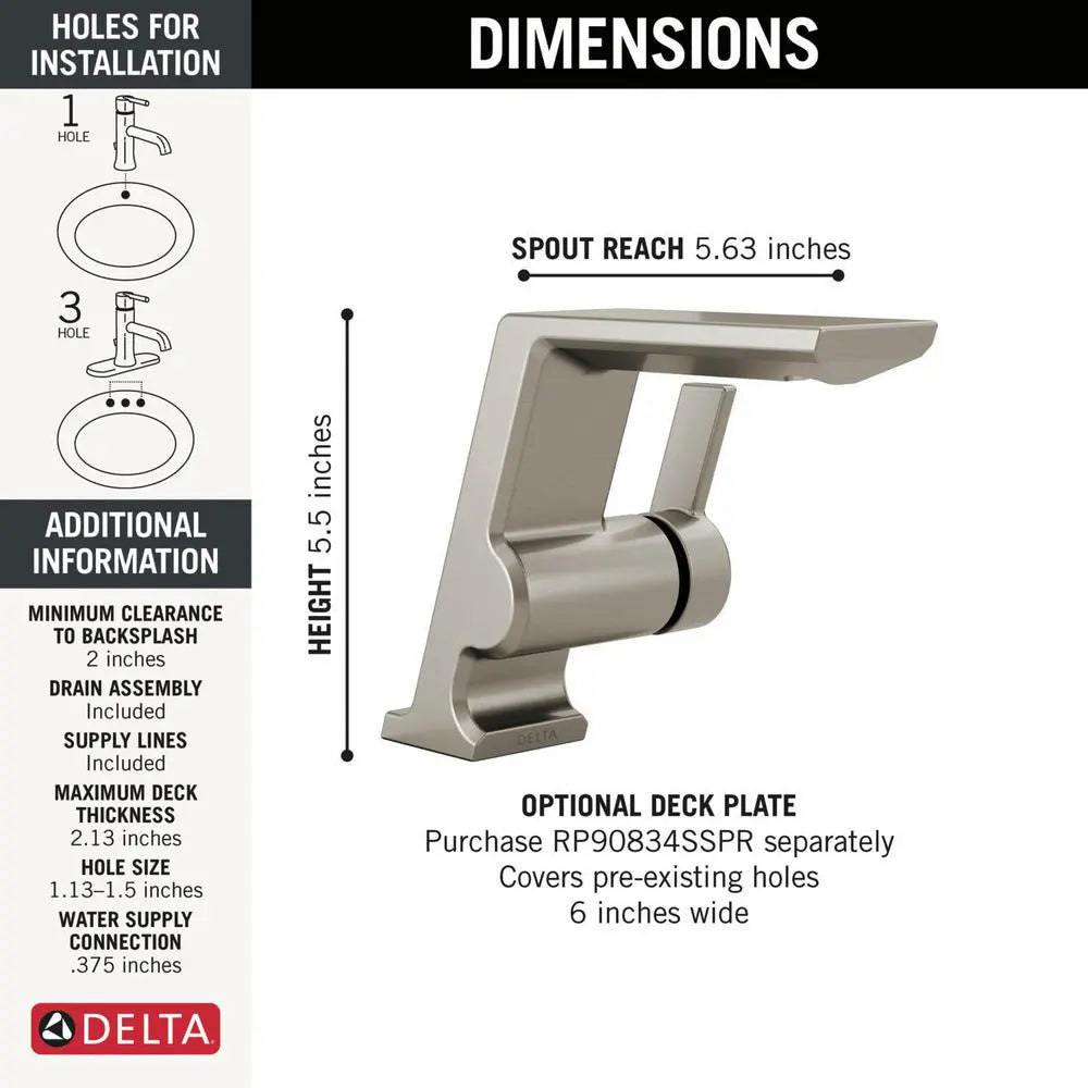 Delta PIVOTAL Single Handle Bathroom Faucet Stainless Steel 599-SS-PR-MPU-DST - Plumbing Market