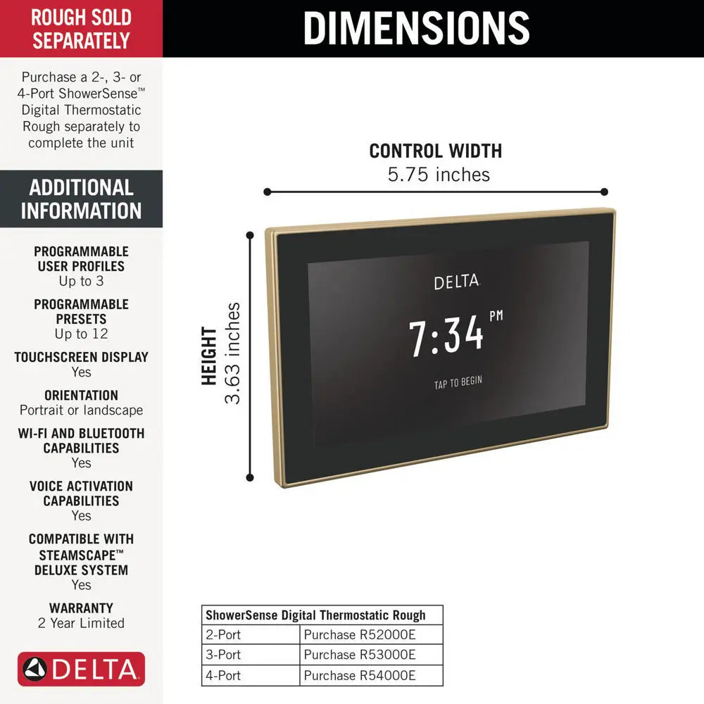 Delta SHOWERSENSE DIGITAL SHOWER Digital Interface Lumicoat Champagne Bronze - Plumbing Market