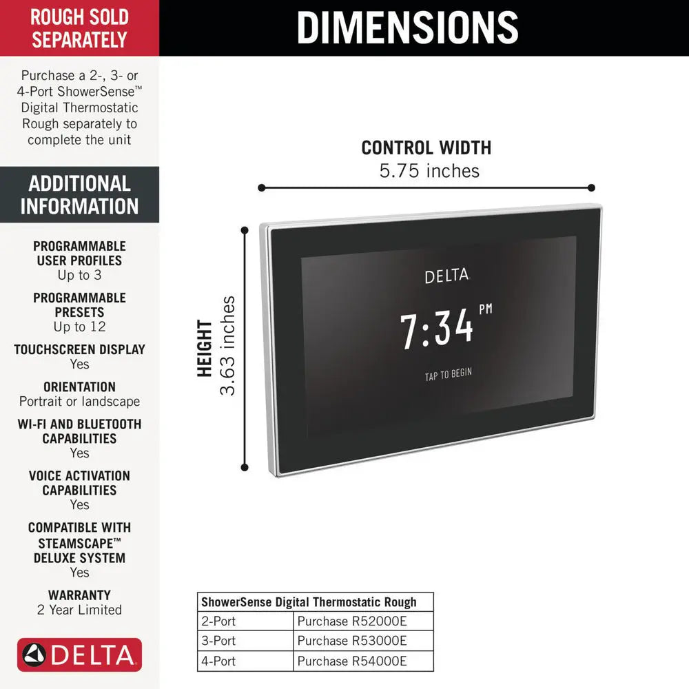 Delta SHOWERSENSE DIGITAL SHOWER Digital Interface Lumicoat Chrome - Plumbing Market