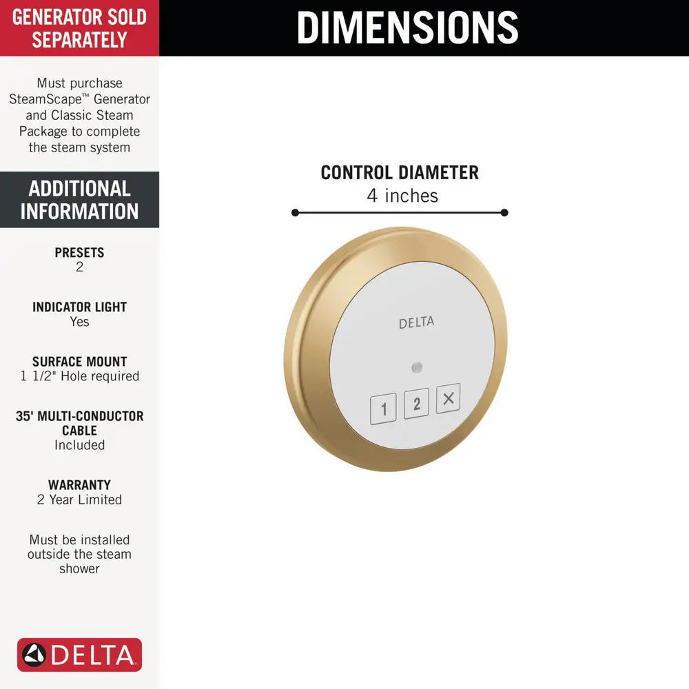 Delta STEAMSCAPE CLASSIC SYSTEM Round Exterior Steam Control Champagne Bronze - Plumbing Market