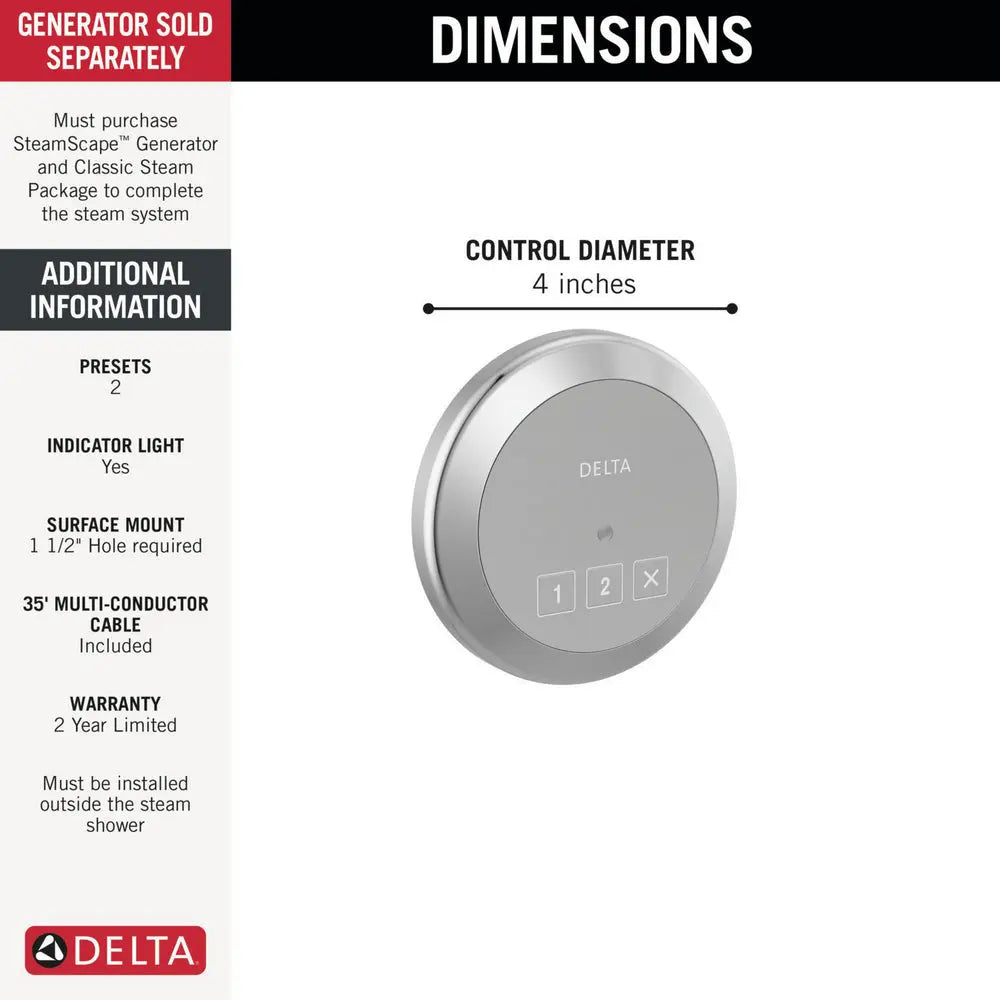 Delta STEAMSCAPE CLASSIC SYSTEM Round Exterior Steam Control Chrome - Plumbing Market