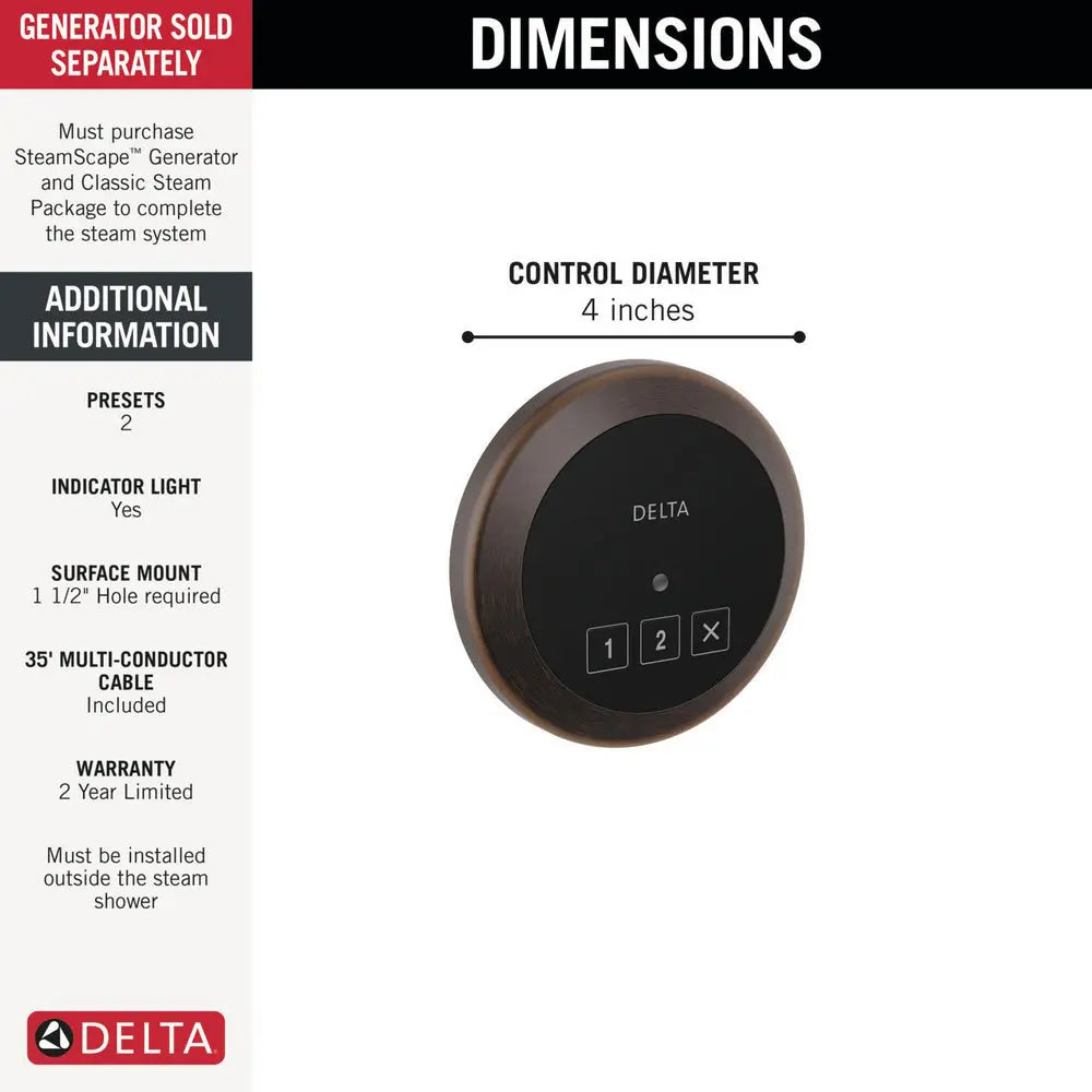 Delta STEAMSCAPE CLASSIC SYSTEM Round Exterior Steam Control Venetian Bronze - Plumbing Market