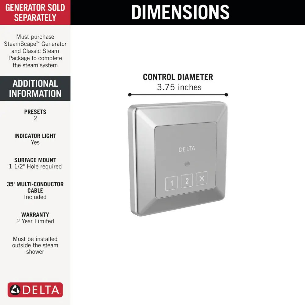 Delta STEAMSCAPE CLASSIC SYSTEM Square Exterior Steam Control Chrome - Plumbing Market