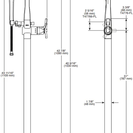 Delta STRYKE Single Handle Floor Mount Tub Filler Trim T4776 - Plumbing Market