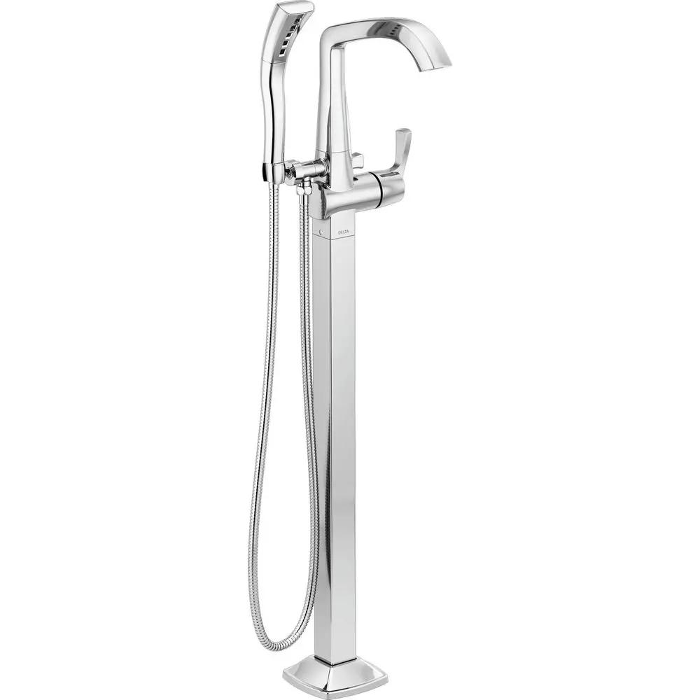 Delta STRYKE Single Handle Floor Mount Tub Filler Trim T4776 - Plumbing Market