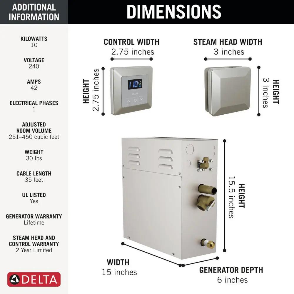 Delta Simple Steam Kit 10KW 5P-EST10 - Plumbing Market