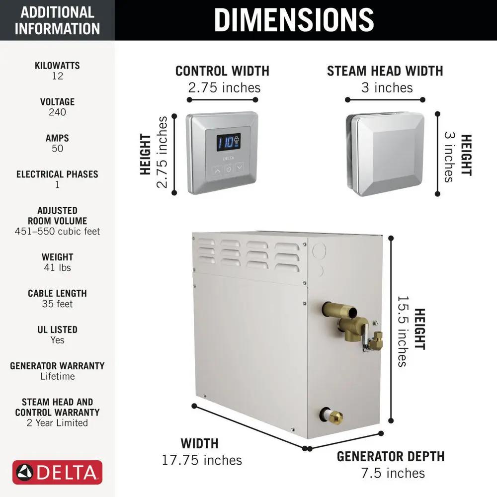 Delta Simple Steam Kit 12KW 59-EST12 - Plumbing Market