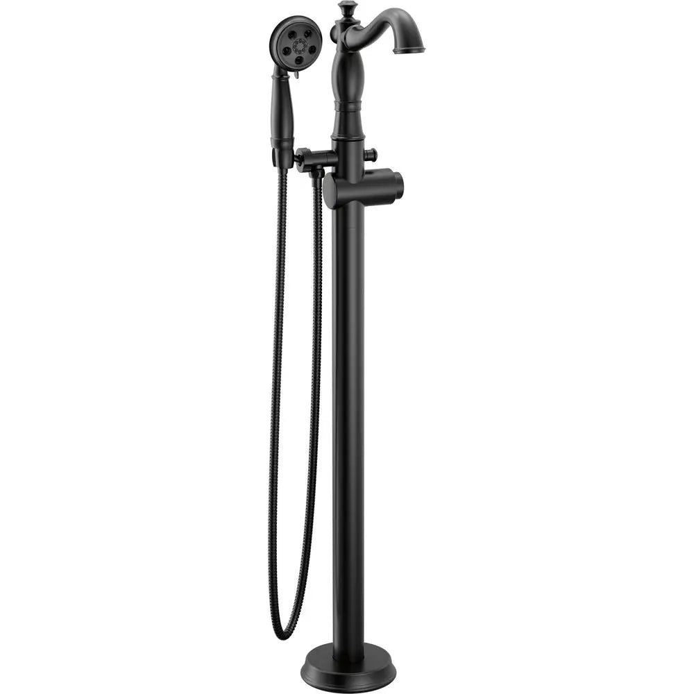 Delta Single Handle Floor Mount Tub Filler Trim with Hand Shower - Less Handle T4797-FL-LHP - Matte Black