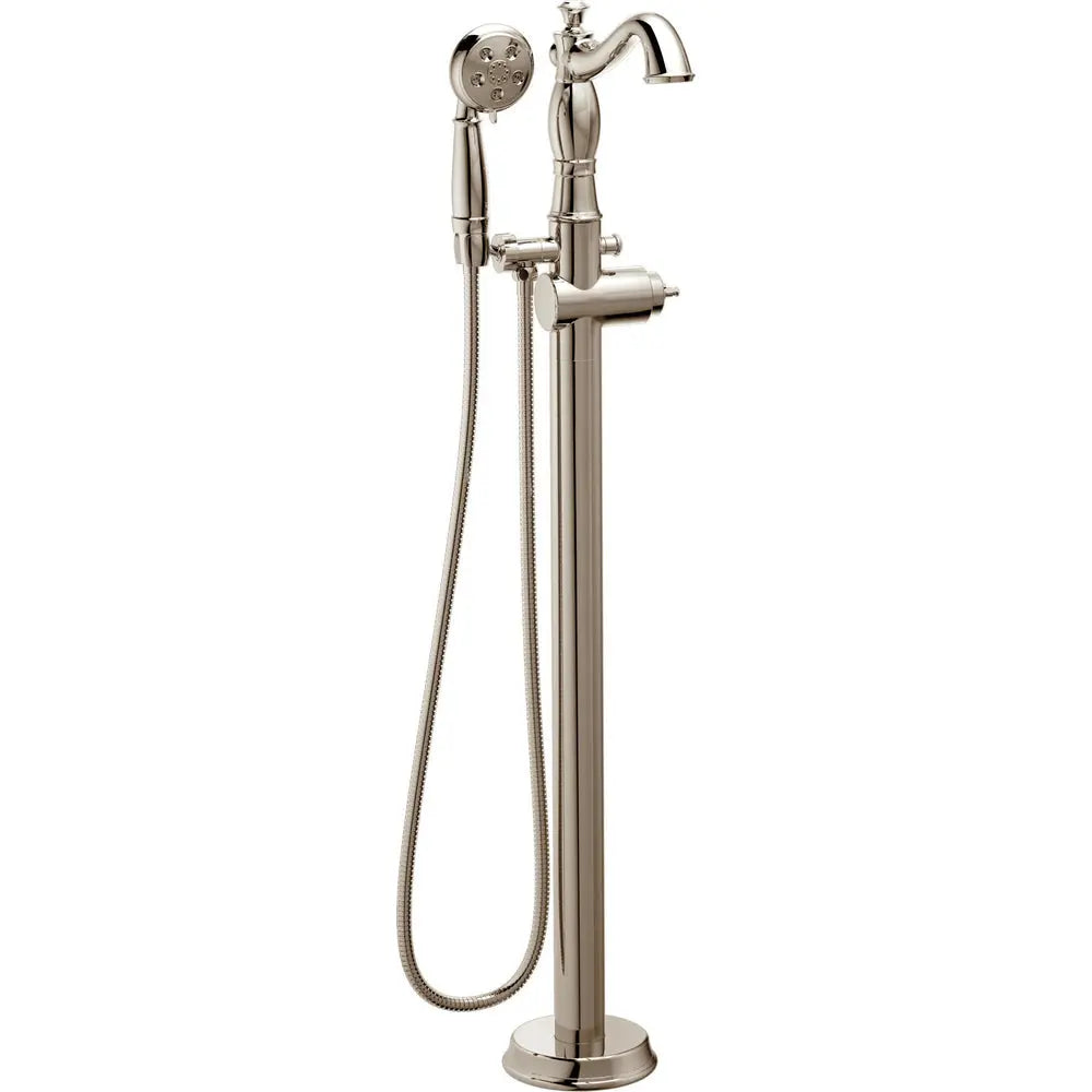 Delta Single Handle Floor Mount Tub Filler Trim with Hand Shower - Less Handle T4797-FL-LHP - Polished Nickel