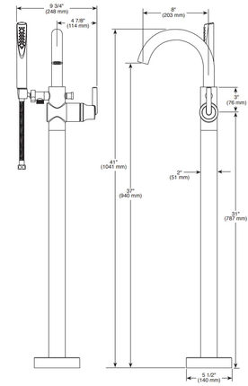 Delta Single Handle Floor Mount Tub Filler Trim with Hand Shower - Plumbing Market
