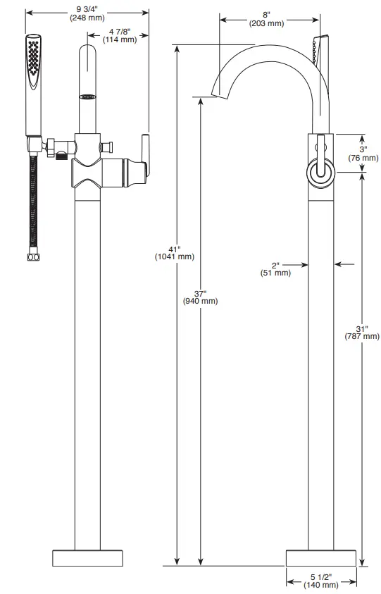 Delta Single Handle Floor Mount Tub Filler Trim with Hand Shower - Plumbing Market