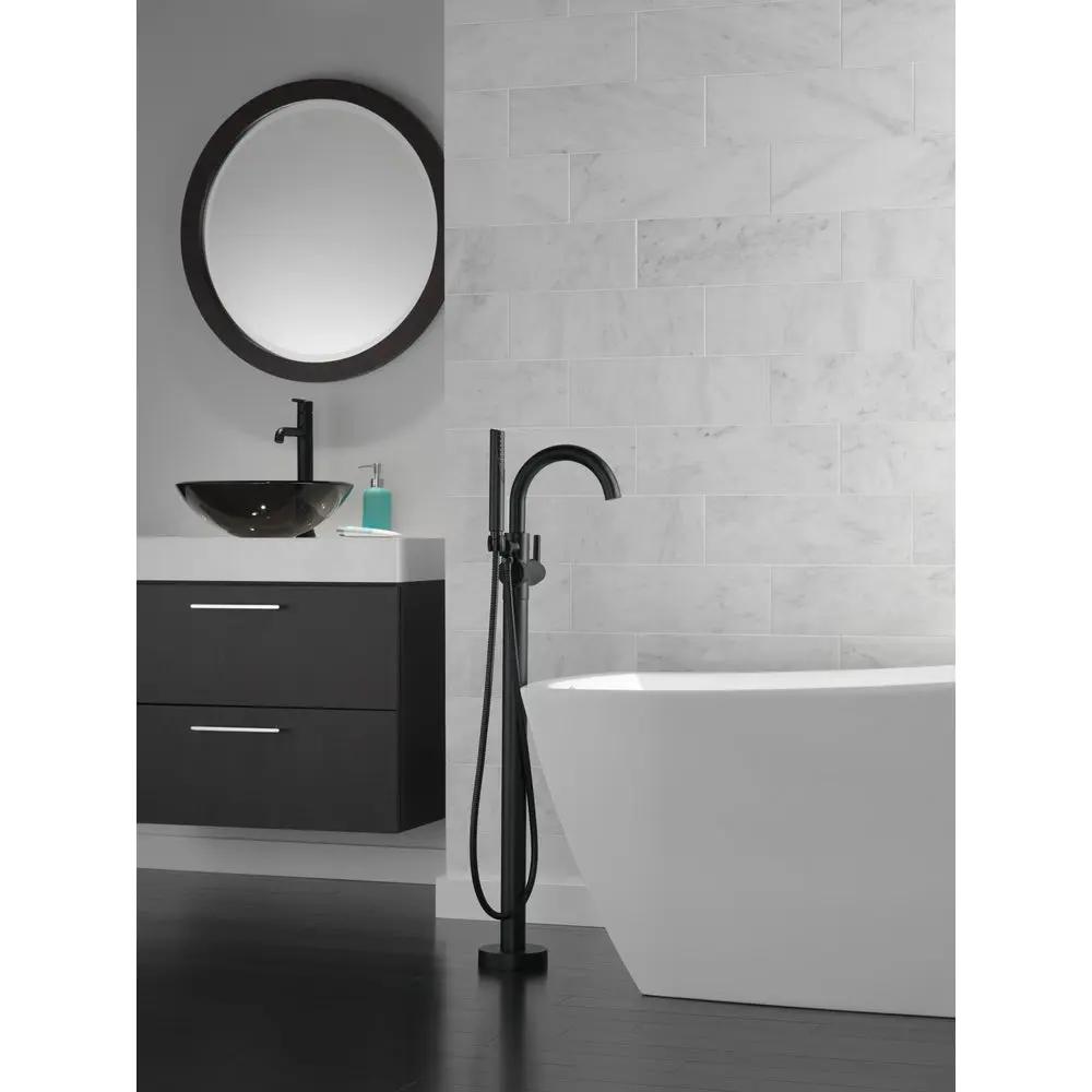 Delta Single Handle Floor Mount Tub Filler Trim with Hand Shower - Plumbing Market