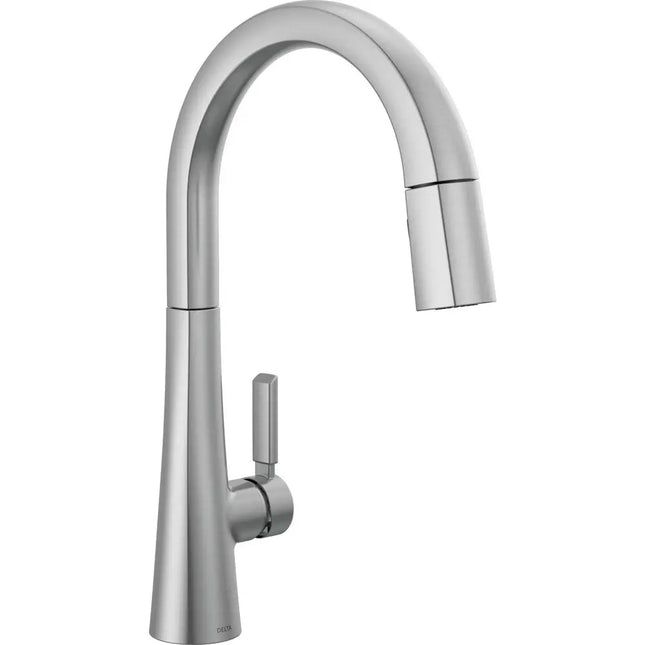 Delta Single Handle Pull-Down Faucet In Arctic Stainless Lumicoat 9191-AR-PR-DST - Plumbing Market