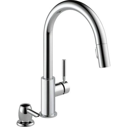 Delta Single Handle Pull-Down Kitchen Faucet With Soap Dispenser 19933-SD-DST - Plumbing Market