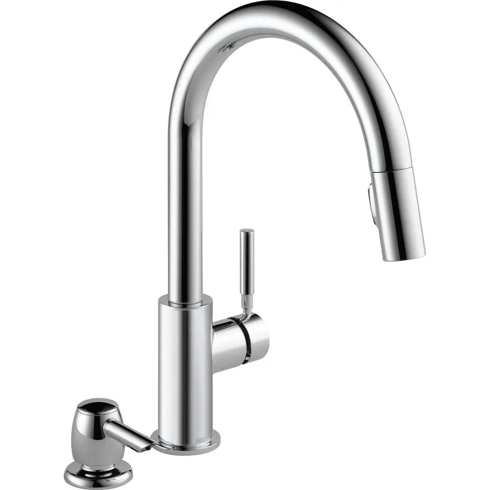 Delta Single Handle Pull-Down Kitchen Faucet With Soap Dispenser 19933-SD-DST - Plumbing Market