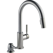 Delta Single Handle Pull-Down Kitchen Faucet With Soap Dispenser 19933-SPSD-DST - Plumbing Market