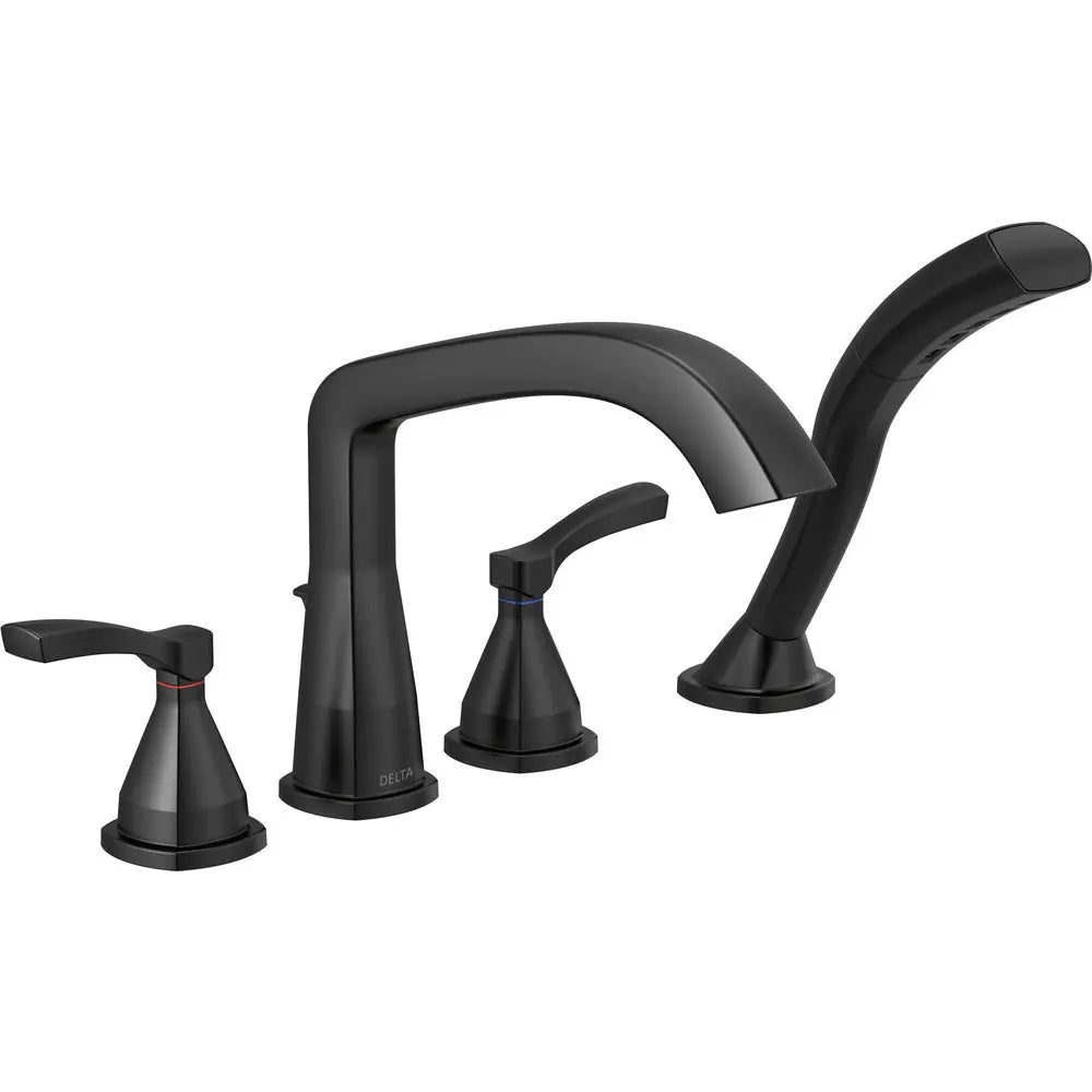 Delta Stryke Four Hole Roman Tub Trim T4776 - Matte Black