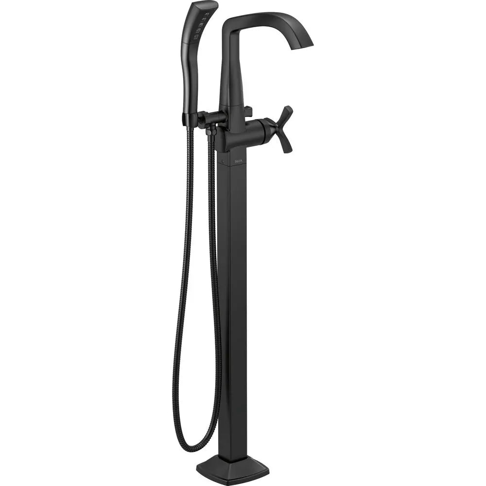Delta Stryke Single Handle Floor Mount Tub Filler Trim T47766-FL - Matte Black