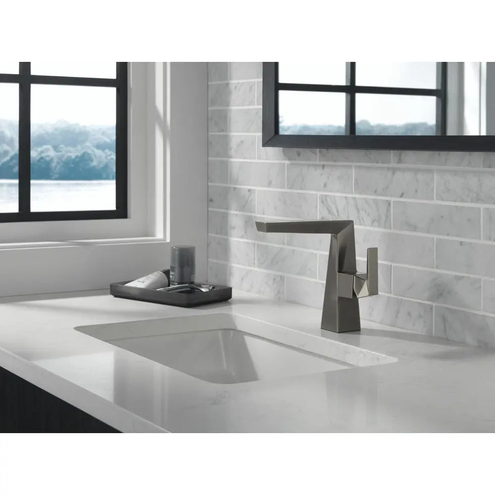 Delta TRILLIAN Single Handle Mid-Height Bathroom Faucet Black Stainless 643-KS-PR-DST - Plumbing Market
