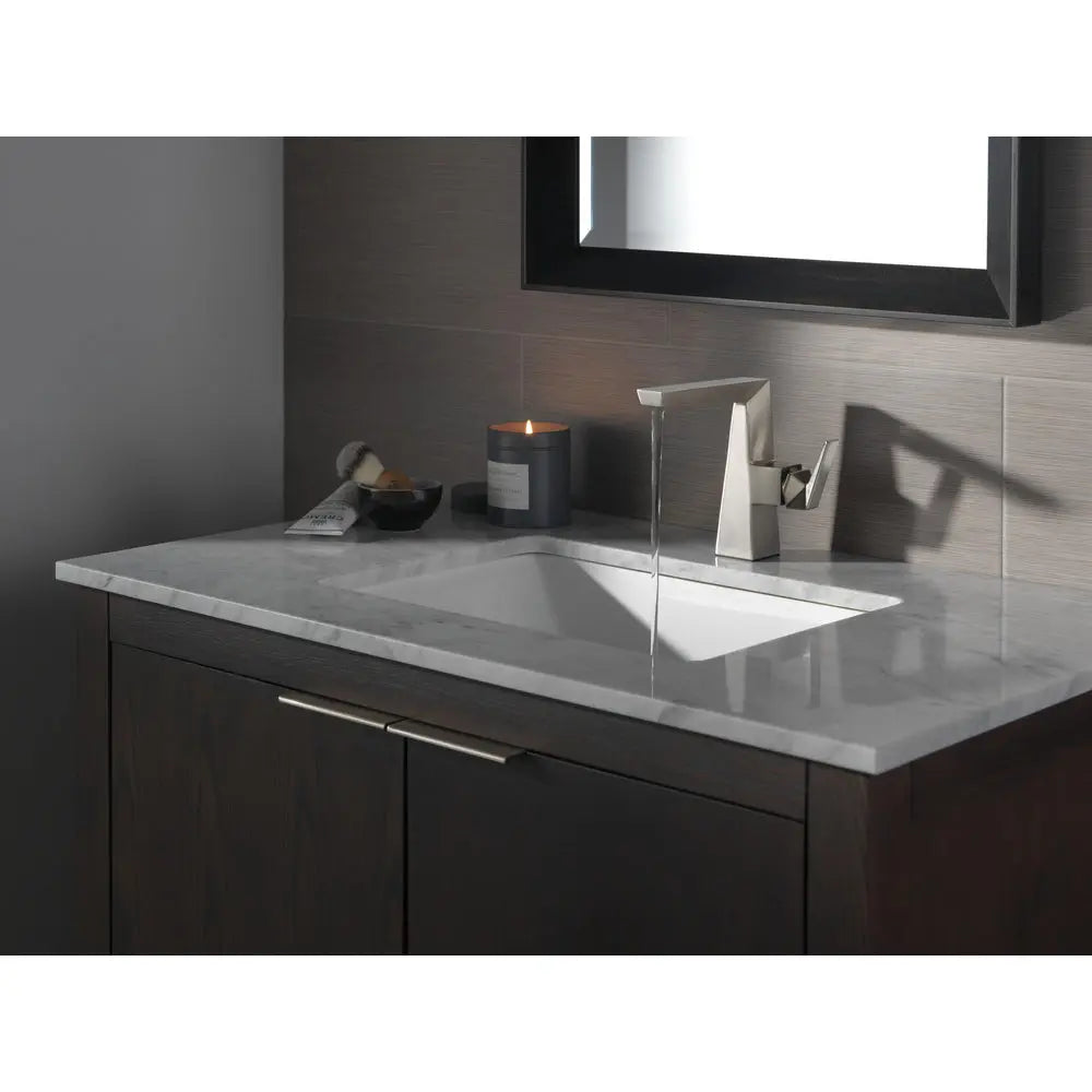Delta TRILLIAN Single Handle Mid-Height Bathroom Faucet Stainless Steel 643-SS-PR-DST - Plumbing Market