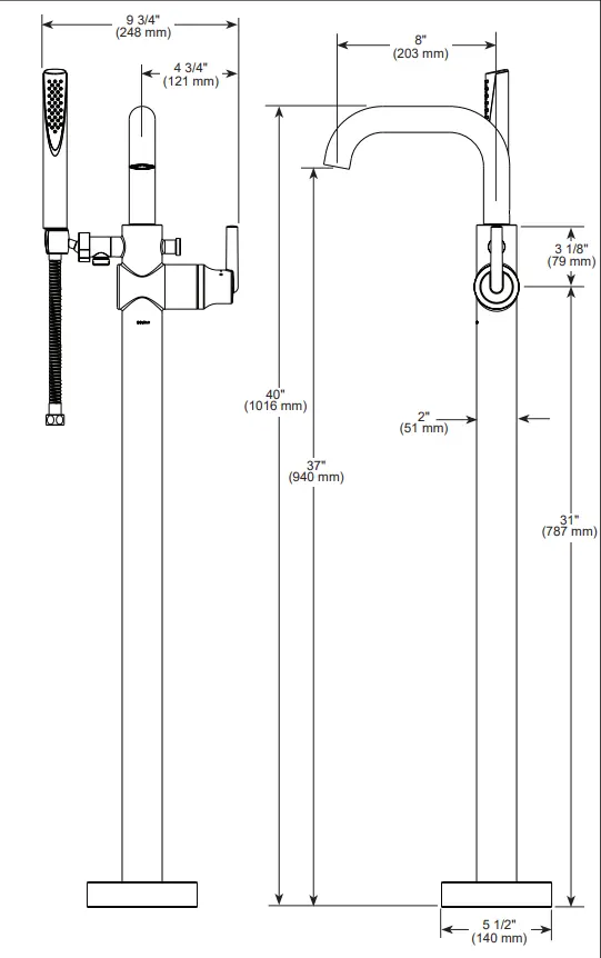 Delta TRINSIC Freestanding Floor Mount Tub Filler T4754 - Plumbing Market