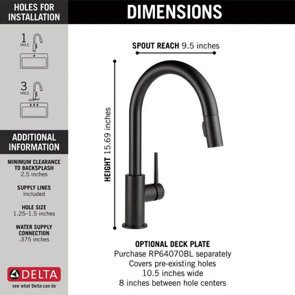 Delta Trinsic Single Handle Pull-Down Kitchen Faucet - Plumbing Market