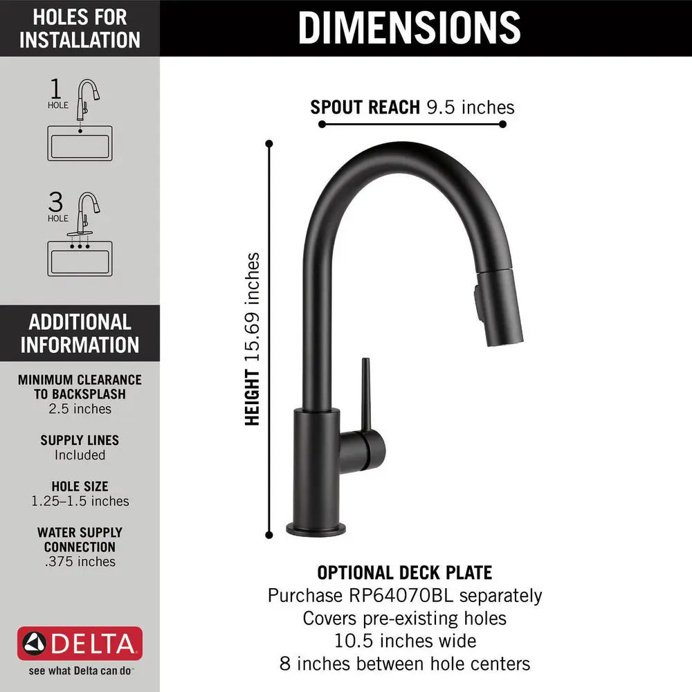 Delta Trinsic Single Handle Pull-Down Kitchen Faucet - Plumbing Market