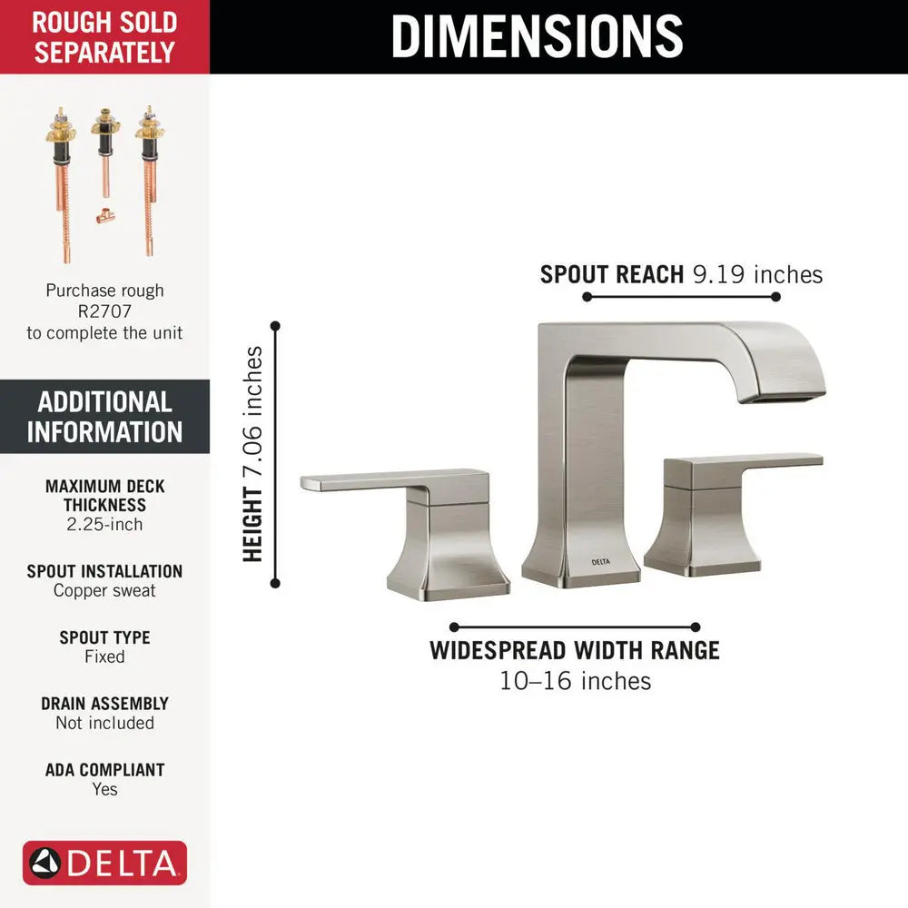 Delta Velum Roman Bathtub Faucet Trim 3 Hole Curved Chrome - Plumbing Market