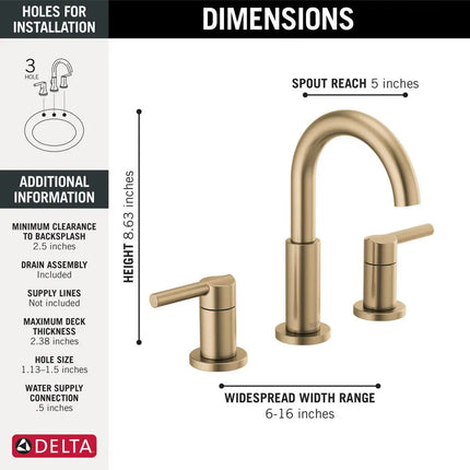Delta Widespread Bathroom Faucet 2L 35749LF-CZ - Plumbing Market