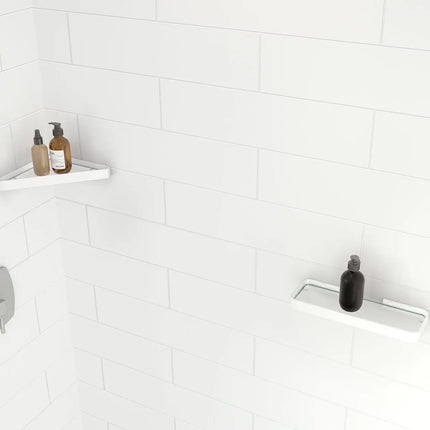 Denso 50 in. Solid Surface Glue up Back Wall in White - Plumbing Market