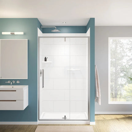 Denso 50 in. Solid Surface Glue up Back Wall in White - Plumbing Market