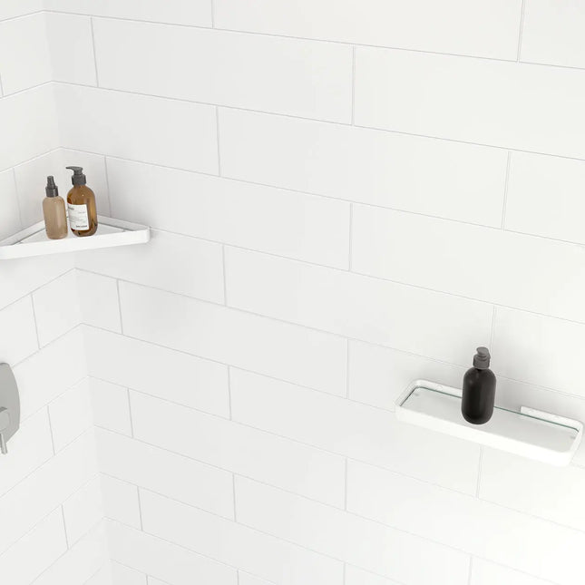 Denso 62 in. Solid Surface Glue up Back Wall in White - Plumbing Market