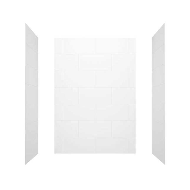 Denso 62 in. Solid Surface Glue up Back Wall in White - Plumbing Market